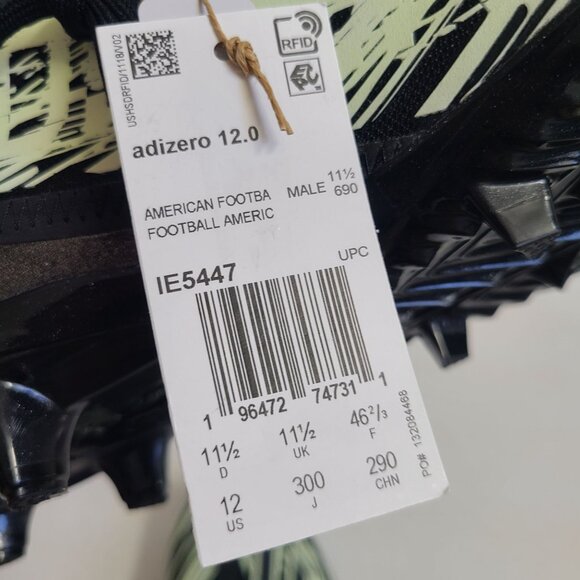 NEW Adidas Adizero 12.0 Glow In The Dark Football Cleats IE5447 Size 12 Black - Picture 8 of 8